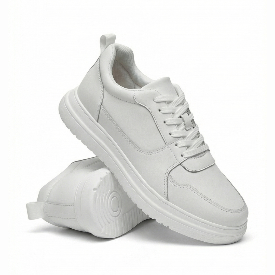 HEIGHTN Vantage white sneaker three-quarter front angle