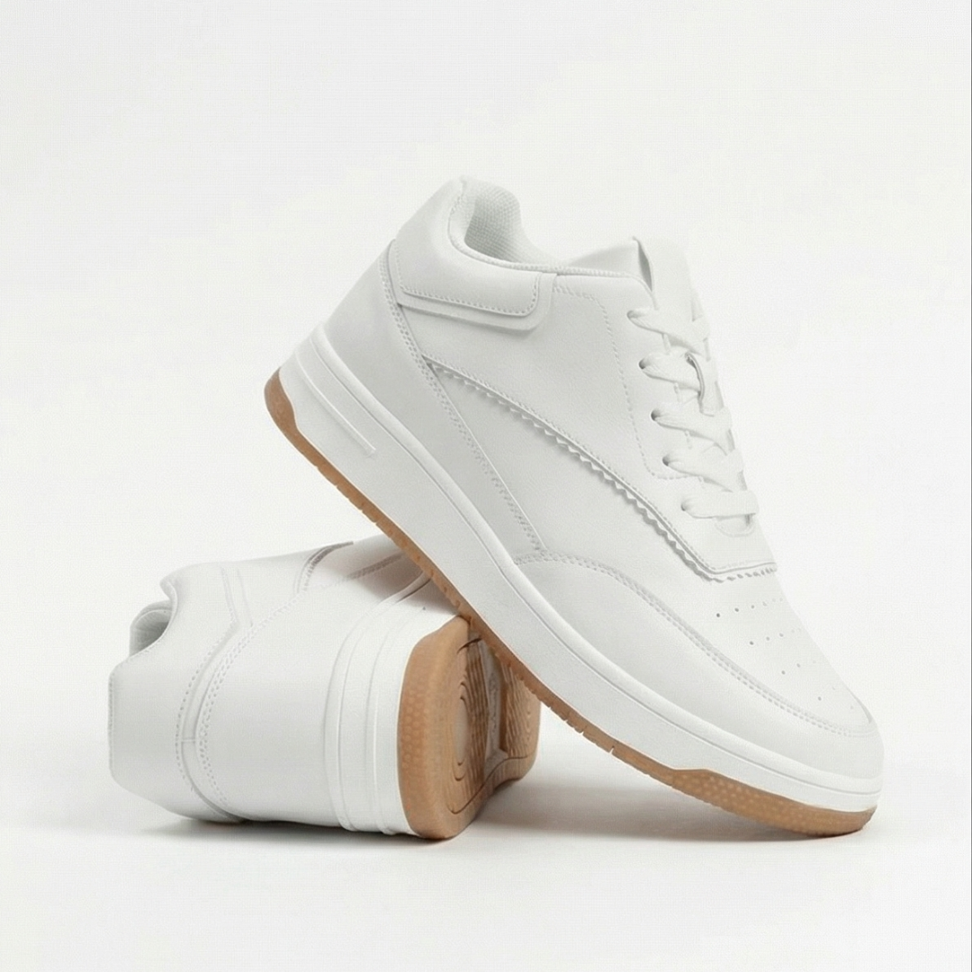 HEIGHTN Summit sneaker top-down view showing white leather upper