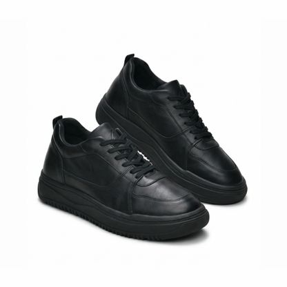 HEIGHTN Obsidian all-black sneaker three-quarter front angle