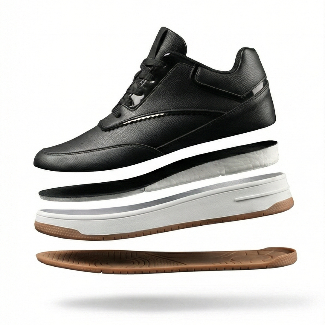HEIGHTN Apex sneaker side profile showing white midsole and gum sole layers