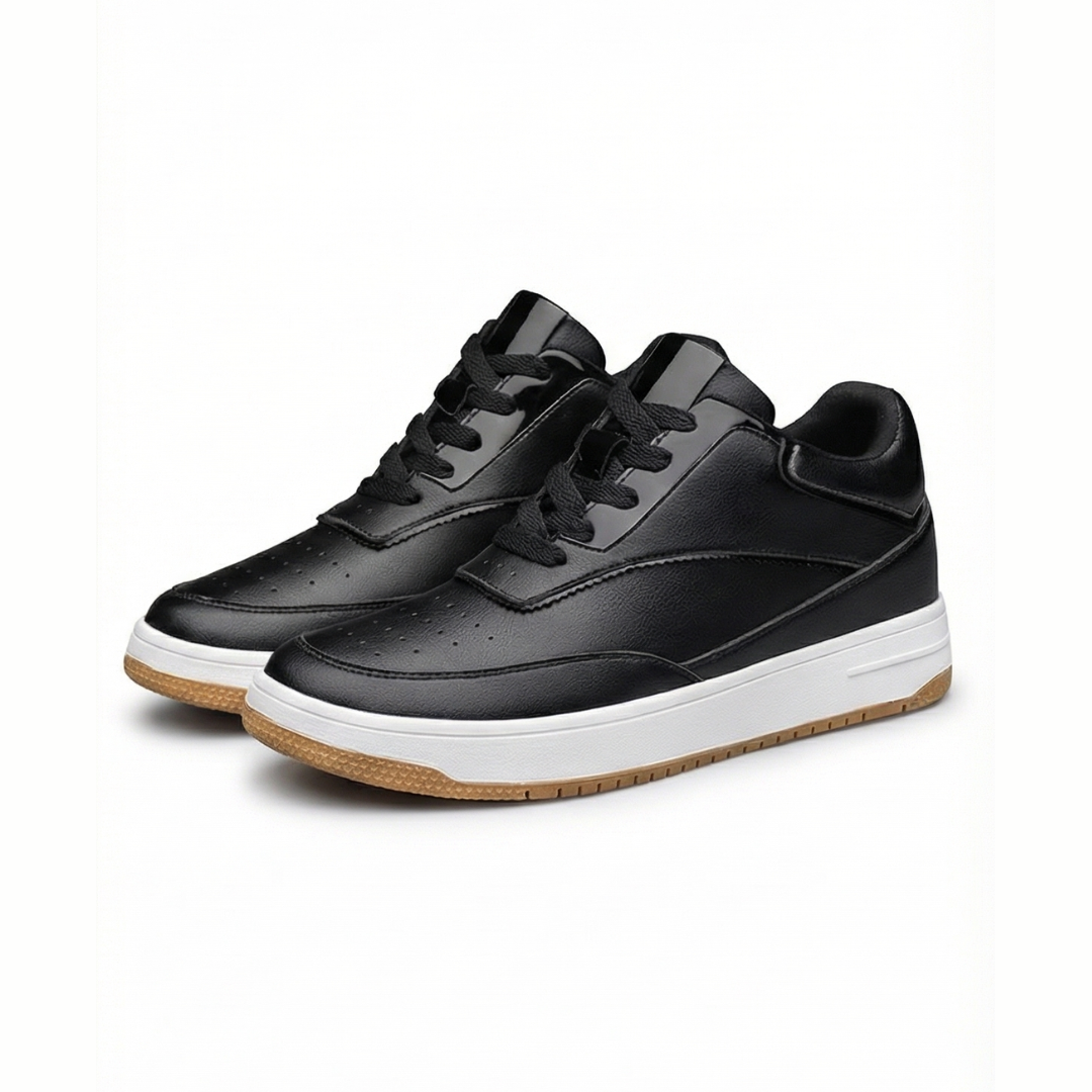 HEIGHTN Apex black sneaker three-quarter front angle view